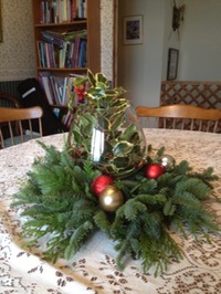 Original photograph of a Four B’s Farm holiday table centerpiece